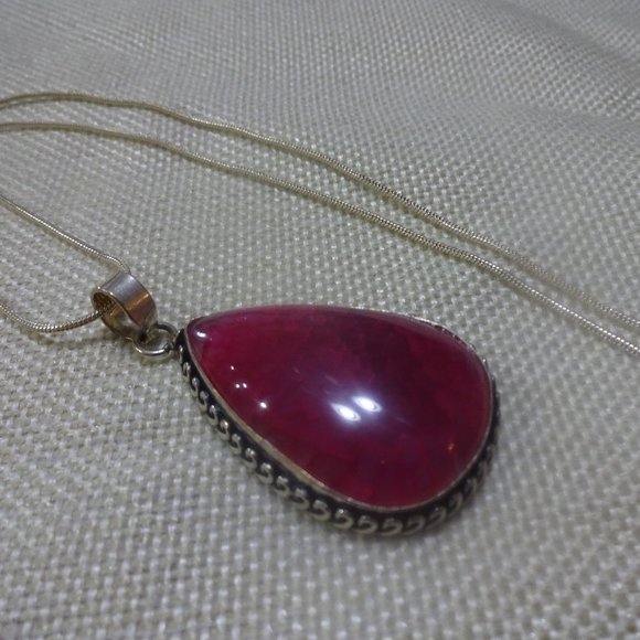 Gorgeous "PINK SOLAR AGATE" Handmade Sterling Pendant/Chain 20" #944A - Picture 1 of 3